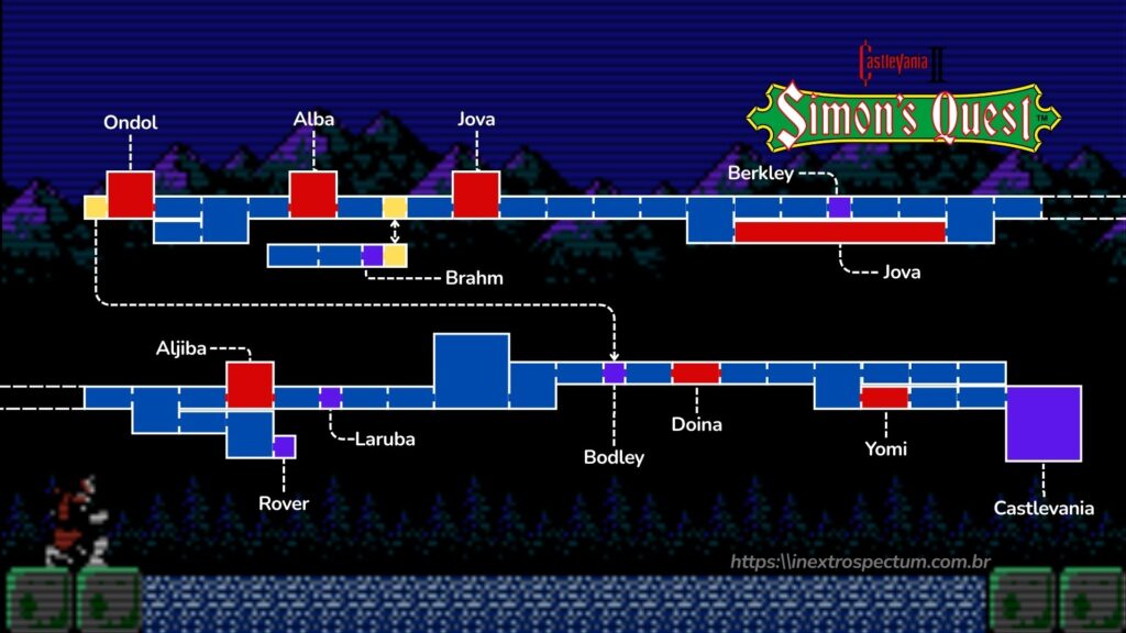Castlevania II: Simon's Quest Detonado Mapa